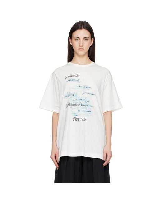 Yohji Yamamoto White Off- 'La Mélancolie' Short Sleeve T-Shirt