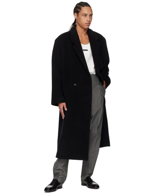 Fear Of God Black Melton Wool Coat for men