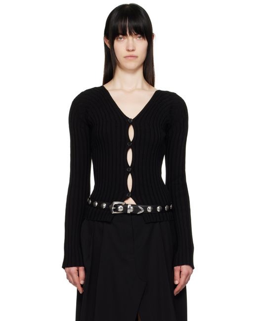 Acne ブラック ボタンアップ リブ カーディガン Black