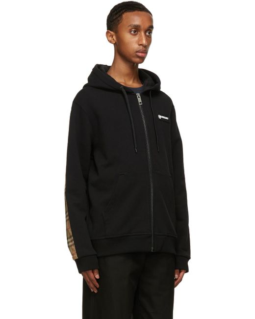 Burberry Cotton Asherby Zip-up Hoodie in Black for Men | Lyst