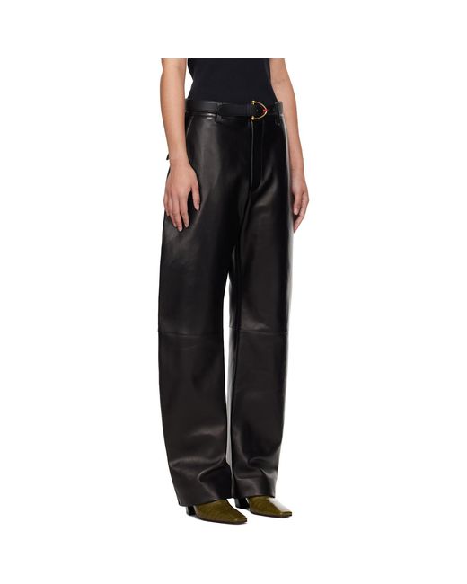 Bottega Veneta Black Rounded Leg Leather Pants