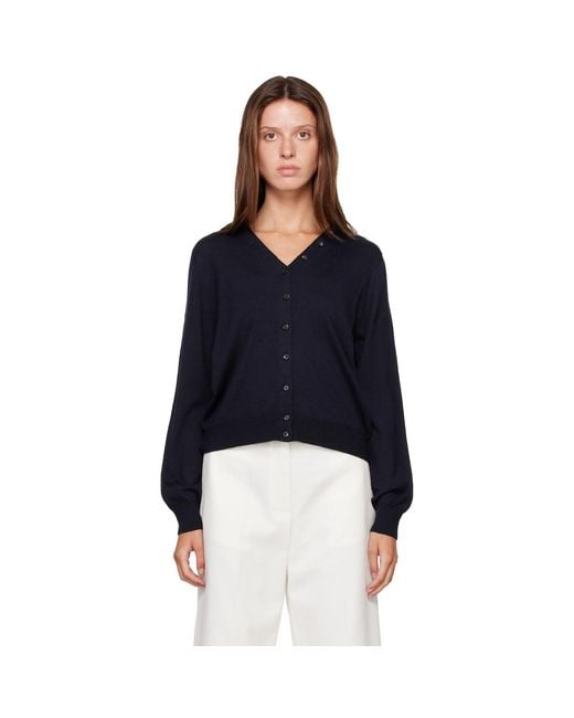 Cordera Blue Merino Wool Button Cardigan