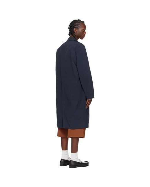 Dries Van Noten Blue Taffeta Coat for men