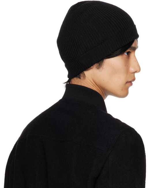 Rick Owens Black Concordians Ribbed Beanie for men