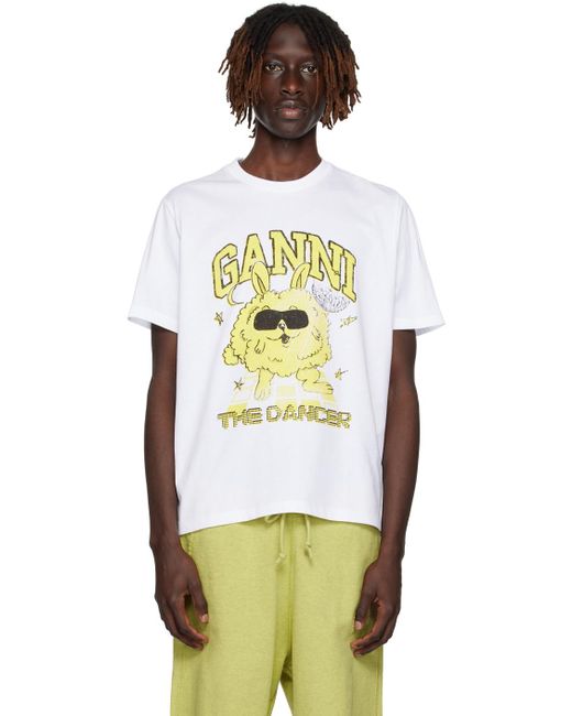 Ganni Black White Dance Bunny T-shirt for men