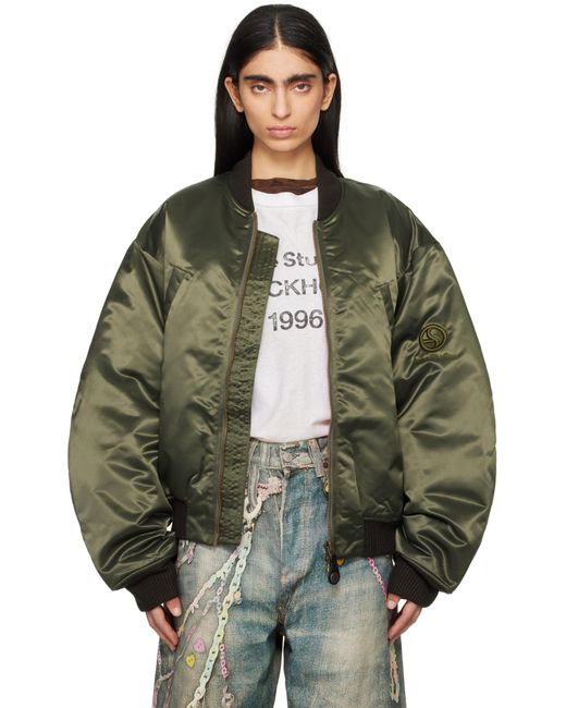 Acne Green Logogram Bomber Jacket