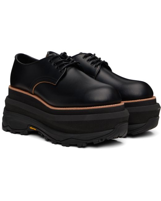 Sacai Black Leather Oxfords for men