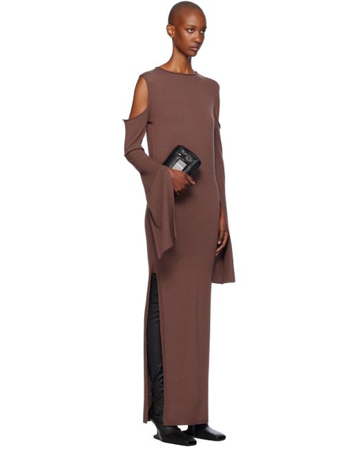Robe Longue Brune À Manches Cape Rick Owens en coloris Black