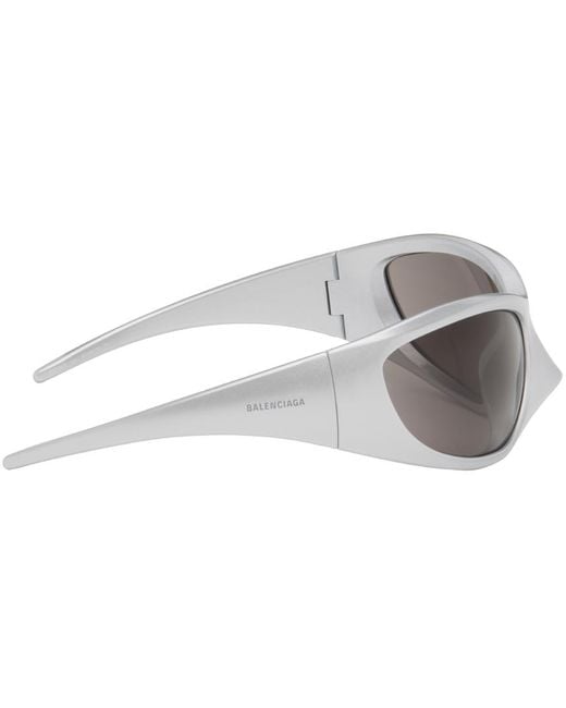 Balenciaga White Silver Skin Xxl Cat Sunglasses for men