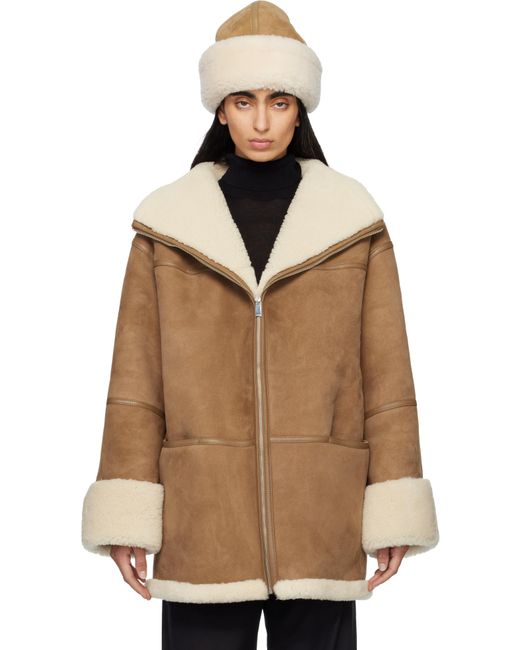 Blouson Brun À Garnitures En Peau Retournée Totême  en coloris Brown