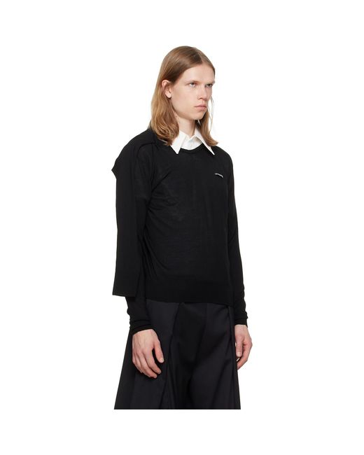 HODAKOVA Black Double Sleeve Sweater for men