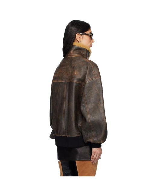 Khaite Brown Sandor Leather Jacket