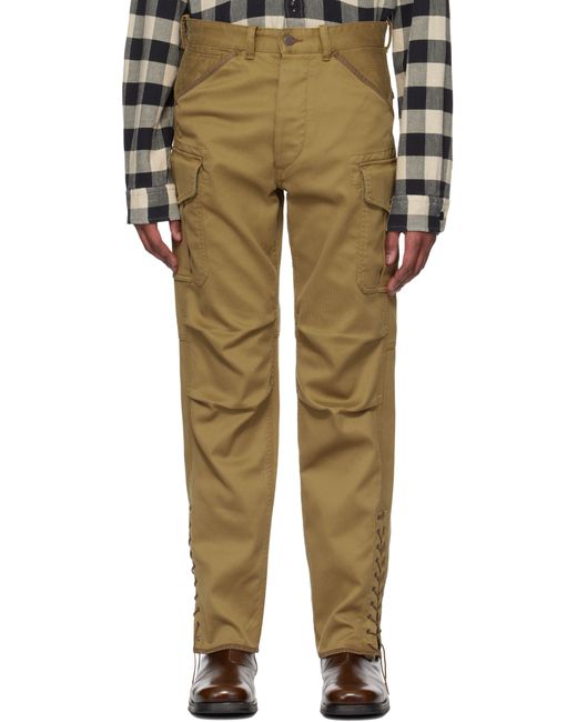 RRL Green Bedford Cord Cargo Pants for men