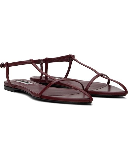 Jil Sander Black Burgundy Pointed Toe Sandals