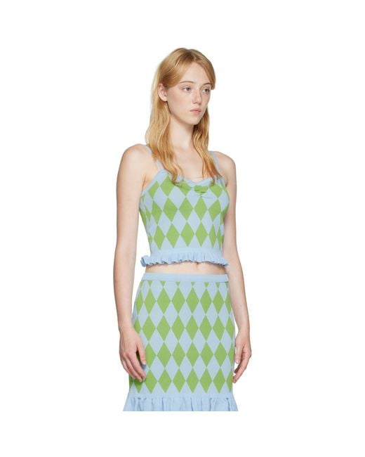 Pushbutton Multicolor Argyle Tank Top