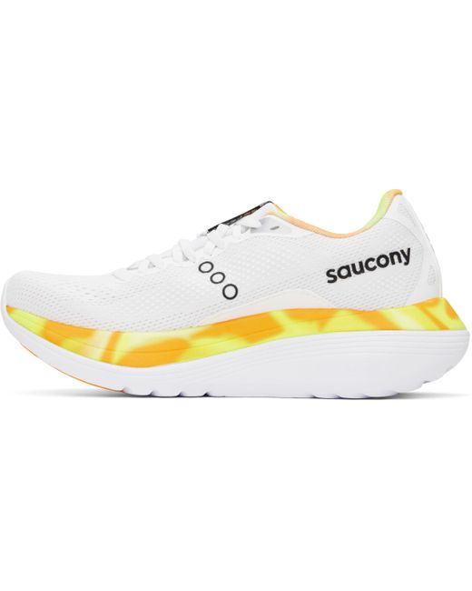 メンズ Saucony ホワイト＆イエロー Endorphin スニーカー Black