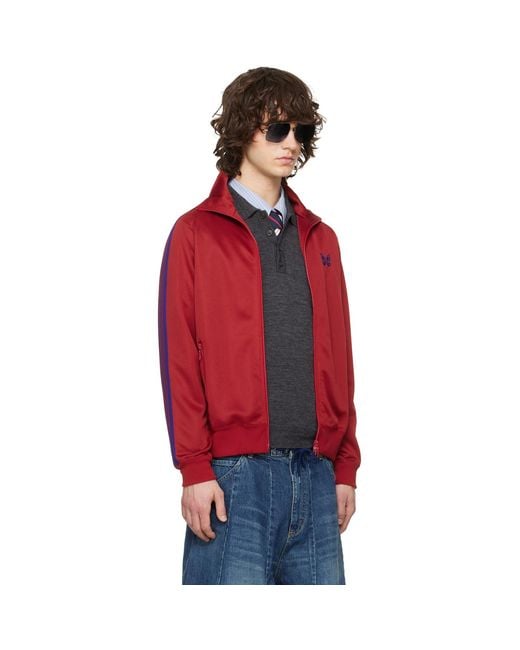 Needles Red Poly Smooth Track Jacket for men