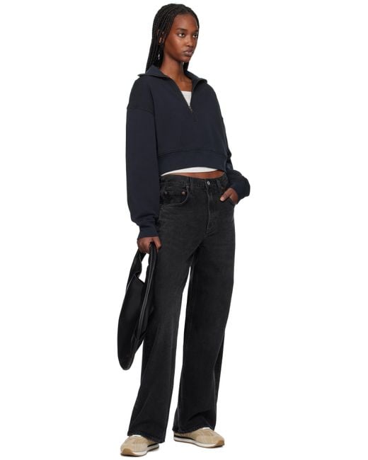 Agolde Blue Bethan Quarter Zip Sweatshirt
