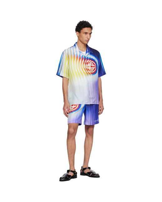Casablanca Blue Shockwave Silk Shorts for men