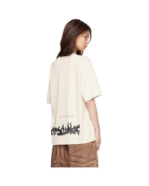Acne Natural Off- Gothic Logo T-Shirt