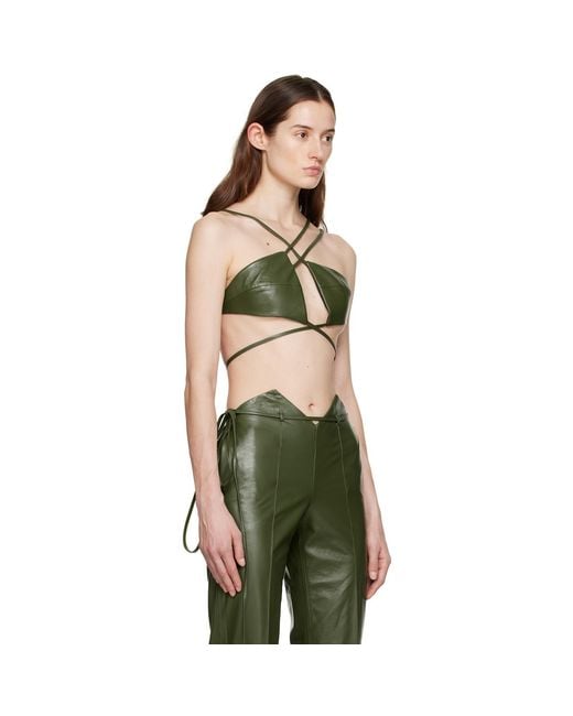 AYA MUSE Green Montiva Faux-Leather Bra
