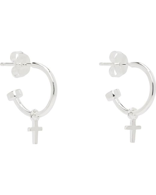 Stolen Girlfriends Club White Stolen Cross Anchor Sleeper Earrings for men