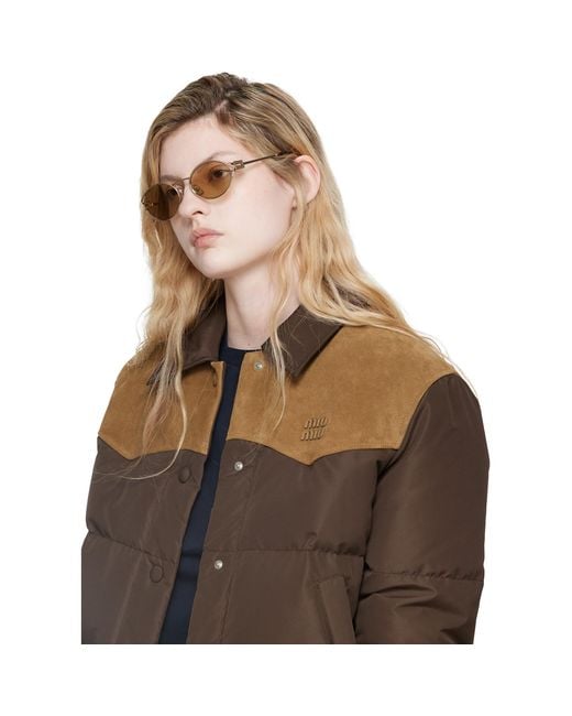 Miu Miu Natural Metal Oval Sunglasses