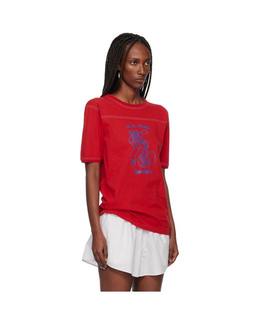 Maison Margiela Red Cotton Varsity T-Shirt