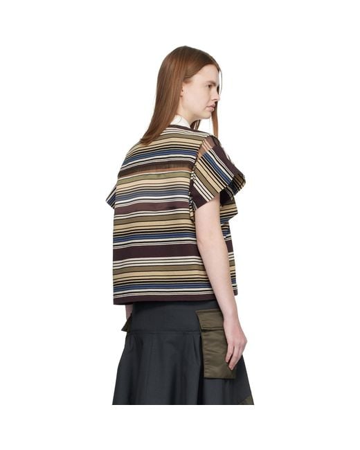 Sacai Black Horizontal Stripe Polo
