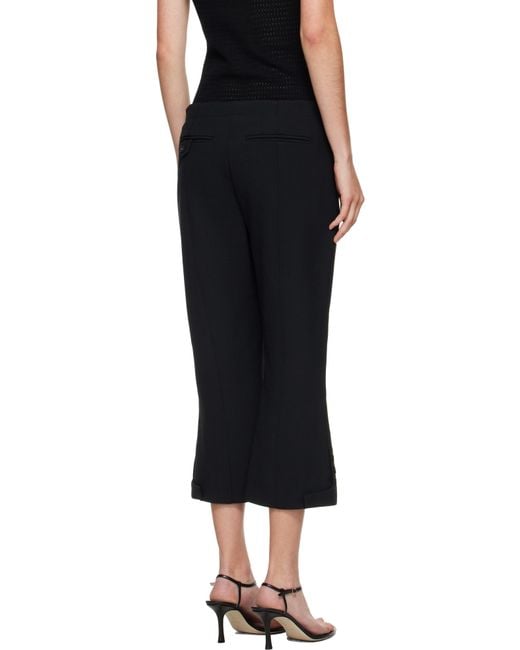 Victoria Beckham Black Tab Detail Cropped Trousers