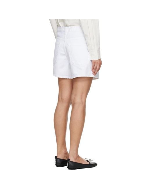 Agolde White Leith Denim Shorts