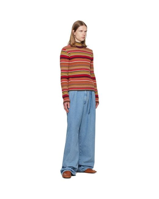 Dries Van Noten Red Ribbed Wool Turtleneck for men