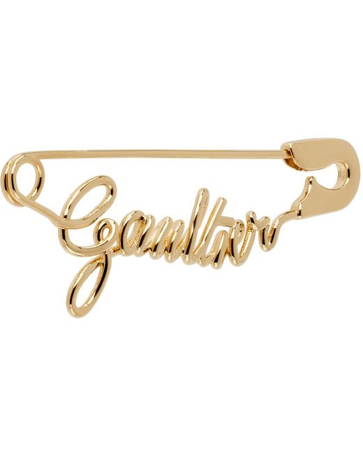 Boucle d'oreille unique dorée à logo Jean Paul Gaultier pour homme en coloris Black