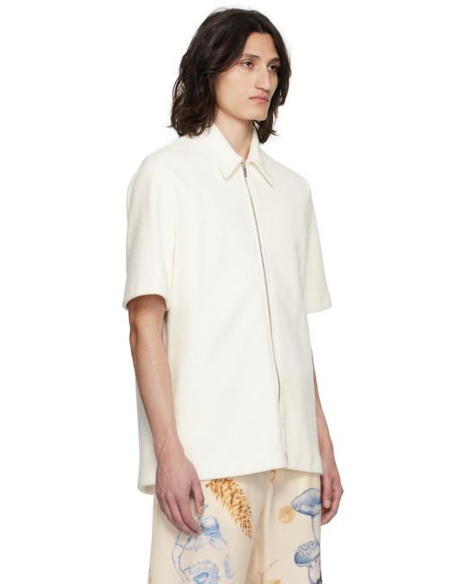 Jil Sander White Off- Zip Shirt for men