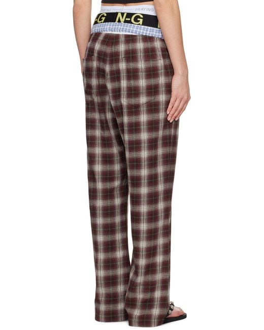PRAYING Underwear Plaid Lounge Pants in Brown | Lyst