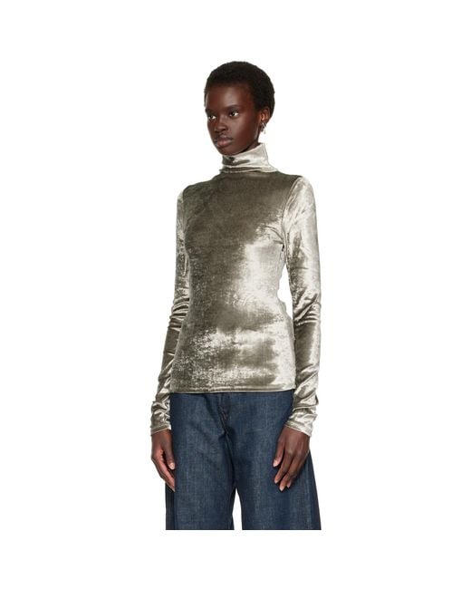 Lemaire Gray Fitted Stand Collar Turtleneck
