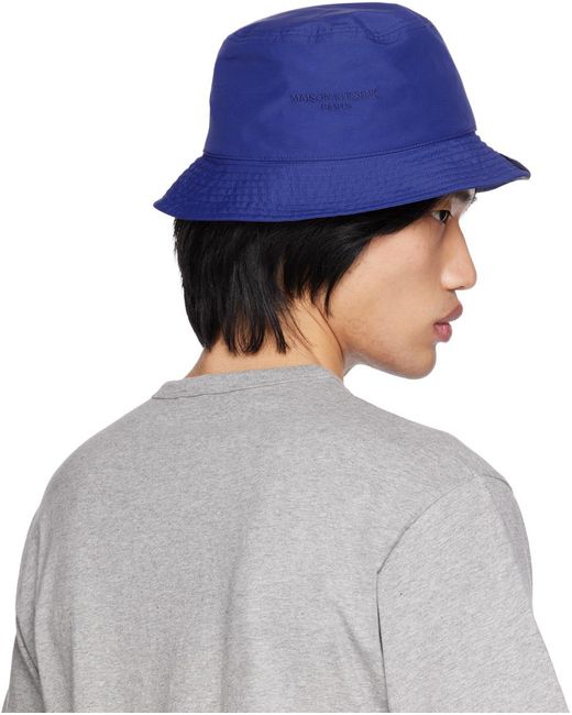 Maison Kitsuné Blue Embroidered Bucket Hat for men
