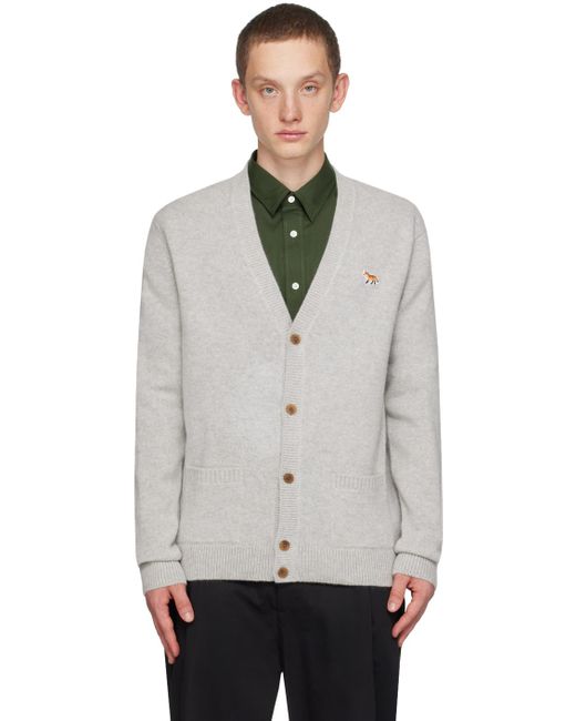 Maison Kitsuné Gray Baby Fox Cardigan in Black for Men | Lyst Canada