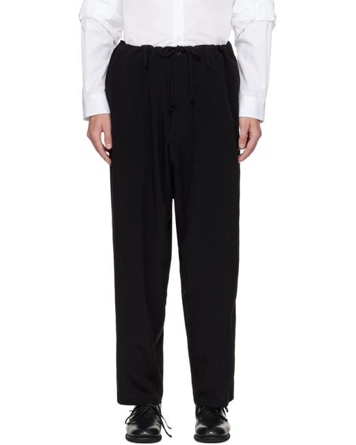 Yohji Yamamoto Black Tuxedo Standard String Trousers for men