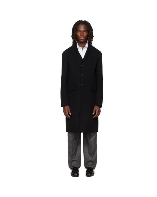 Jil Sander Black Melton Coat for men
