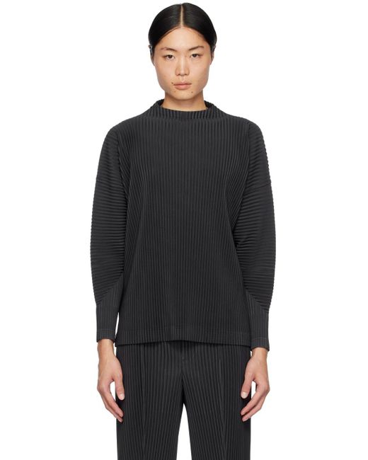 Homme Plissé Issey Miyake Black Homme Plissé Issey Miyake Gray Monthly Color November Long Sleeve T-shirt for men