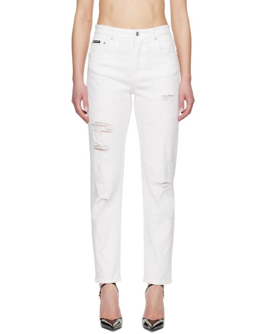Dolce & Gabbana Dolce&gabbana White Distressed Jeans