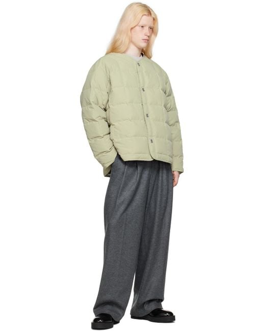 Collarless down jacket sale