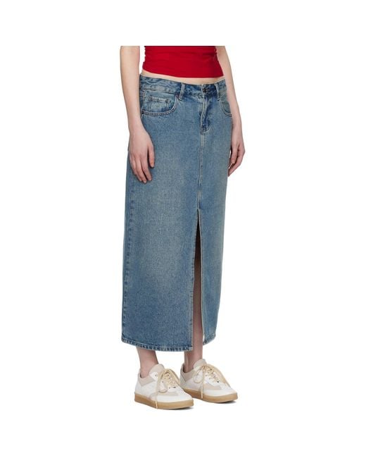 Wynn Hamlyn Black Indigo Washed Denim Maxi Skirt