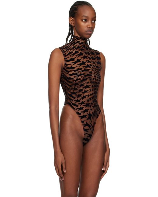 Mugler Multicolor Brown Star Bodysuit