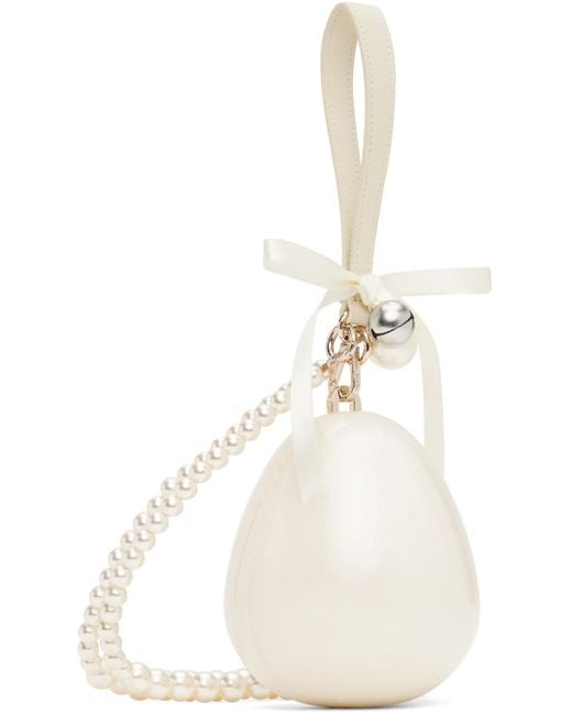 Simone Rocha Natural Off- Bell Charm Micro Pearl egg Bag