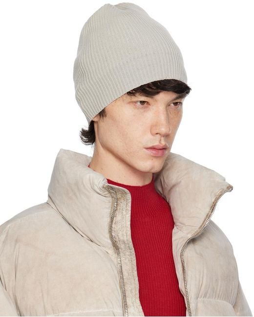 Rick Owens Red Off-white Ribbed Beanie for men