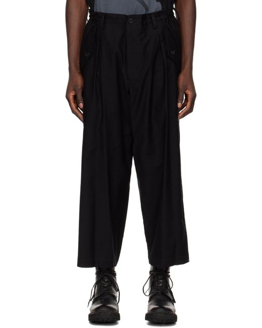 Yohji Yamamoto Black Tuck Trousers for men