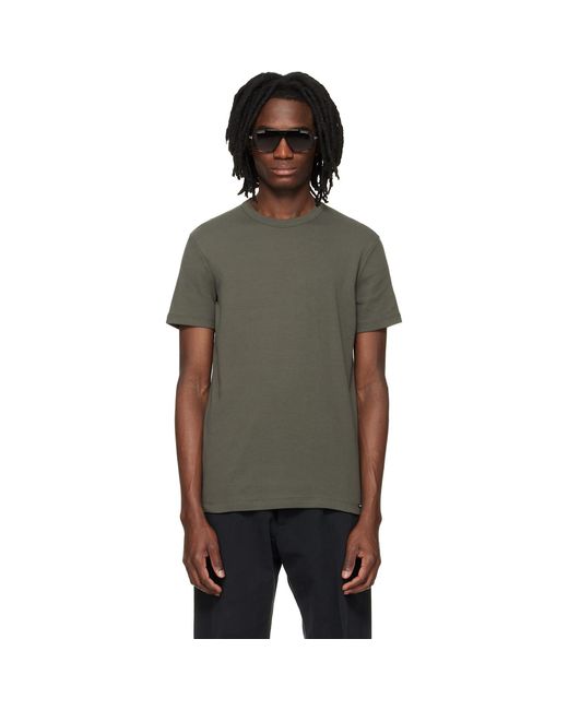 Tom Ford Black Khaki Cotton Crewneck T-Shirt for men