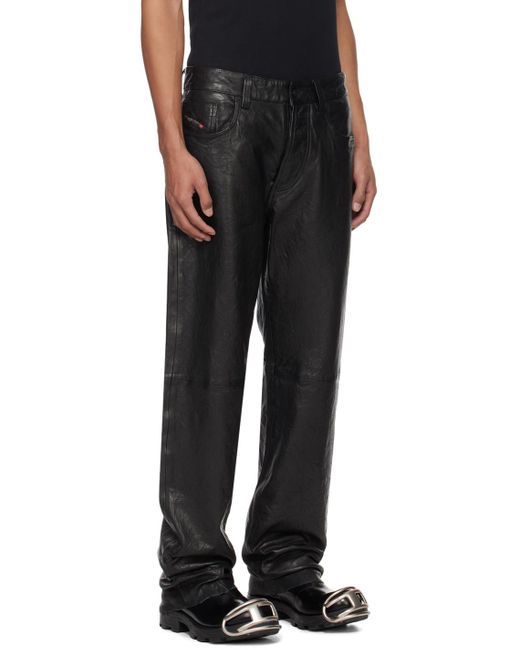 DIESEL Black P-macs-lth Leather Pants for men